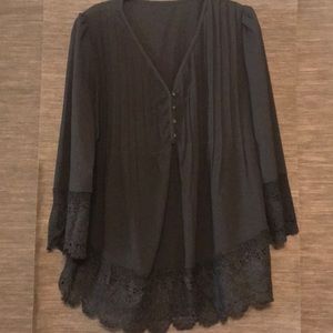 Black lace button blouse